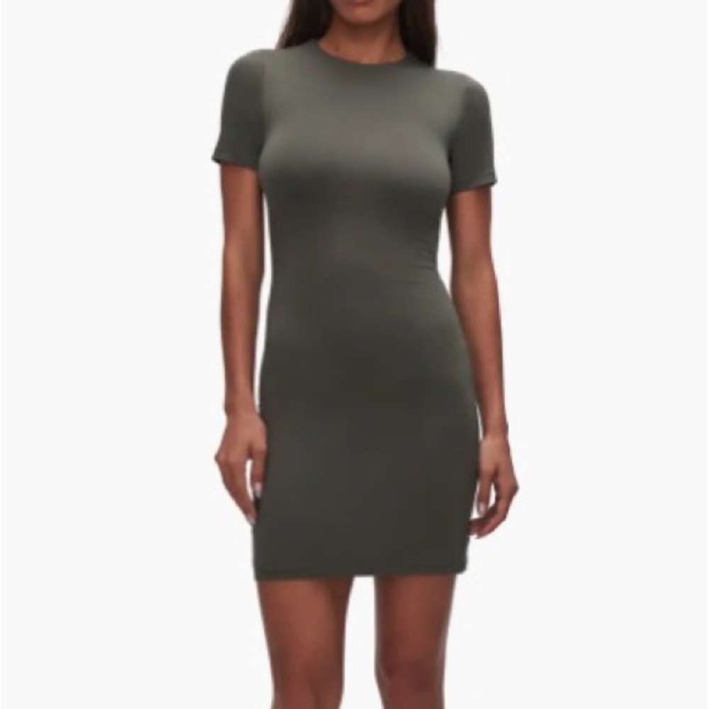 Green Ribbed T-Shirt dress